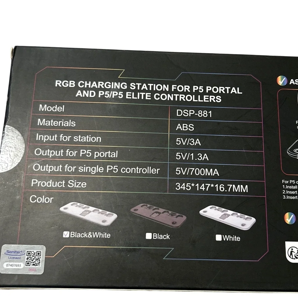 RGB Charging‎ Station for P5 Portal and P5 P5 Elite Controllers Magnetic Plug